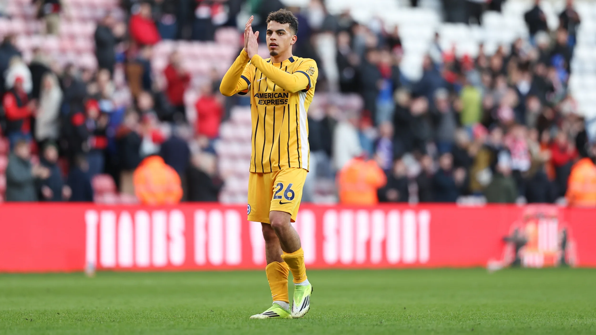 Chelsea Yasin Ayari interest: the Brighton midfielder applauds supporters after the match at Sunderland
