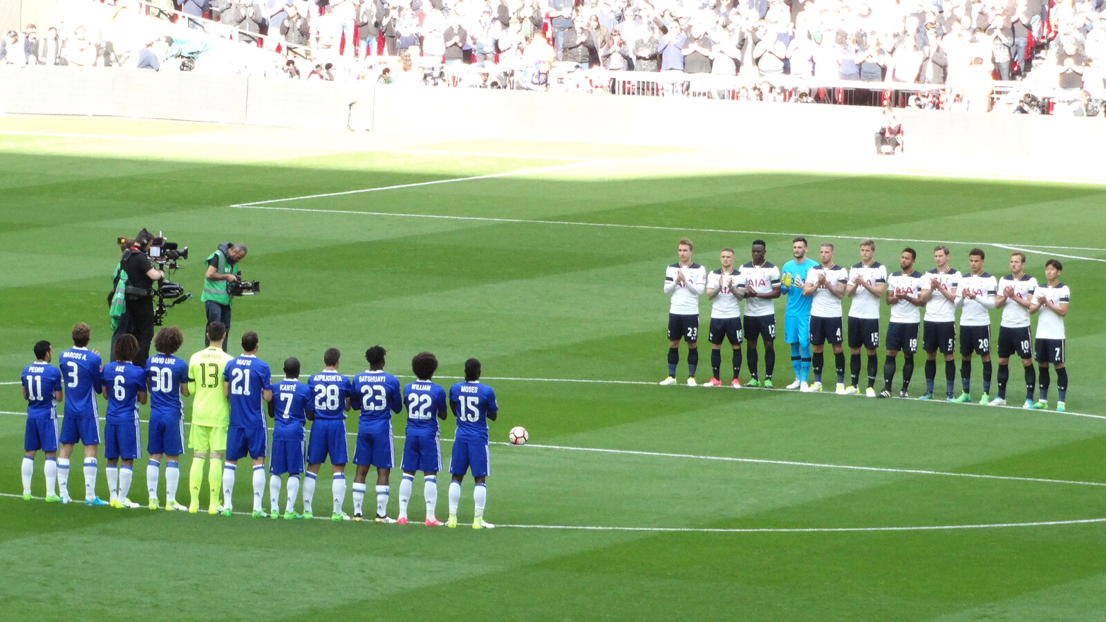 Chelsea and Tottenham players line up before their 2017 FA Cup semi-final at Wembley - Chelsea v Spurs meet again at Stamford Bridge on Saturday