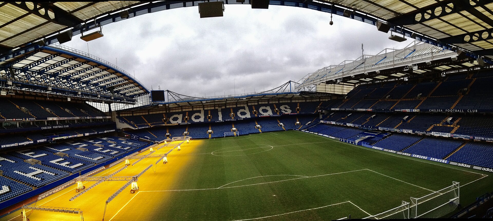 Stamford Bridge from inside the stadium, looking across the pitch